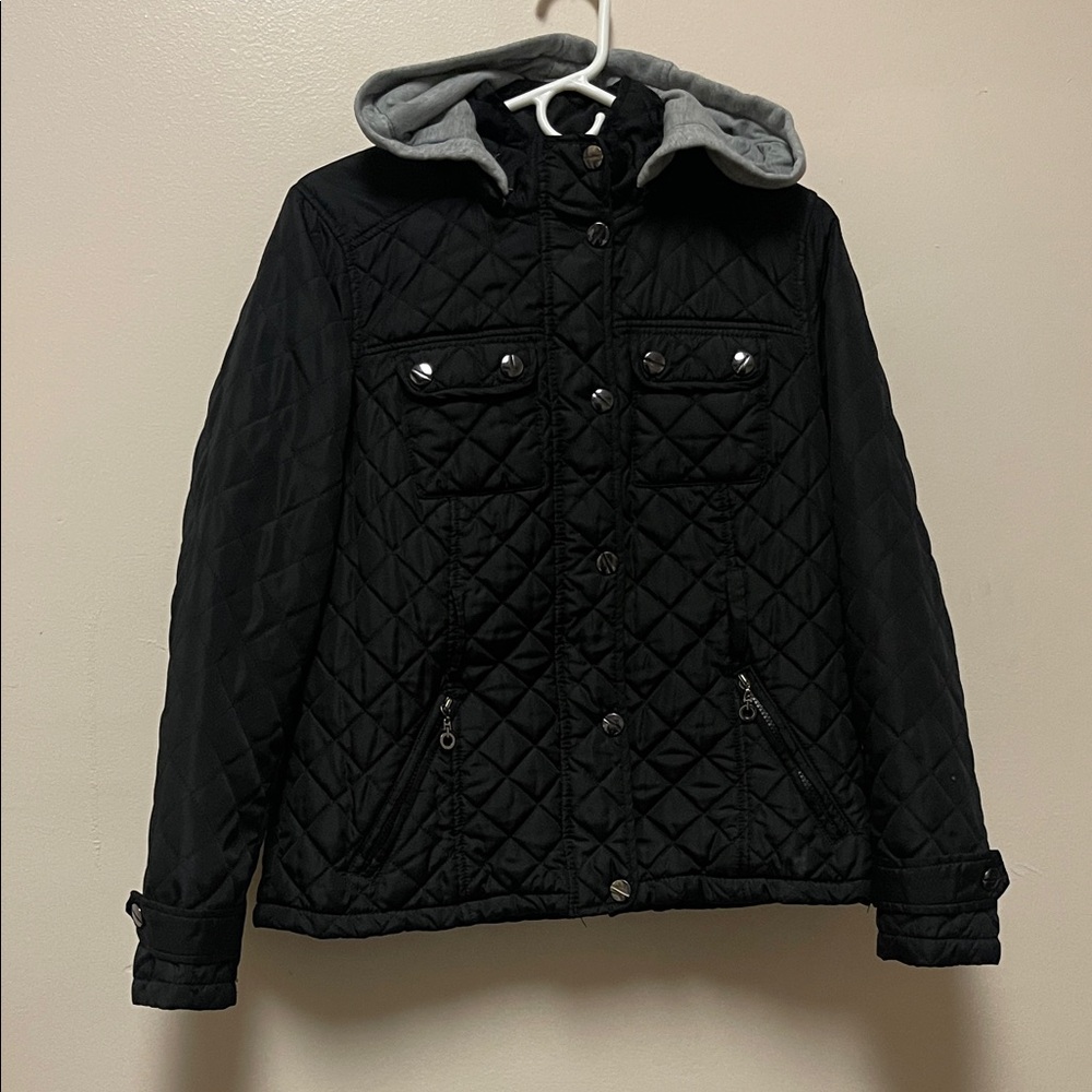 Joe Boxer Black Quilted Jacket with Button Detail